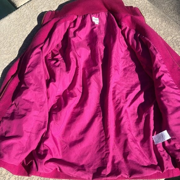 J Crew Wool Coat Pink Zipper Front High Neck Size 6 Gold Zipper Winter - Picture 7 of 11
